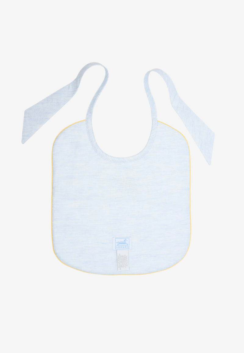 Hermès Baby Epopee Bib in Bleu Ciel Embroidered Terry