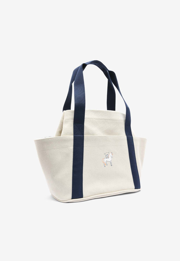 Hermès Baby Cabriole Nappy Bag in Gris Perle H Canvas and Printed Cotton