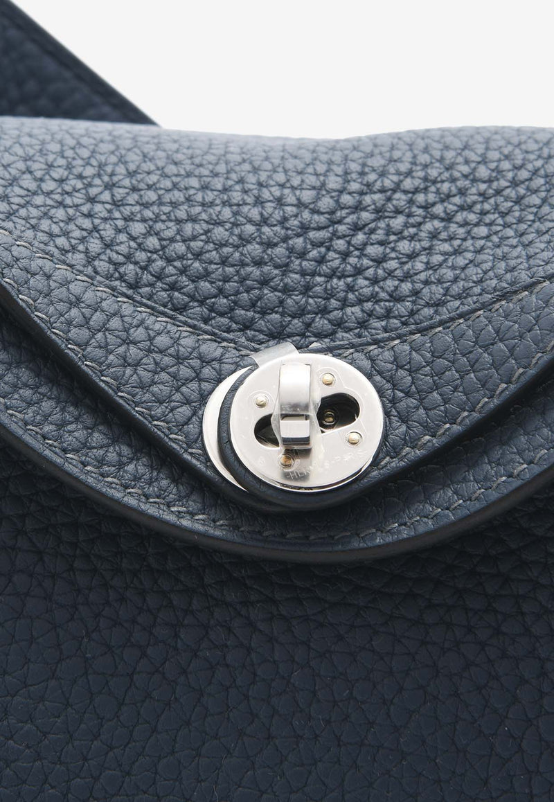 Hermès Mini Lindy 20 II in Bleu de Prusse Clemence Leather with Palladium Hardware