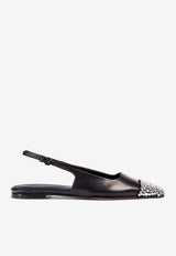 DEAR FRANCES Tia Crystal Embellished Slingback Flats Black TIA01BLACK