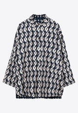 Max Mara Timeless Printed Reversible Long-Sleeved Silk Shirt Blue TIMESHIRTVI/P_MAXT-004