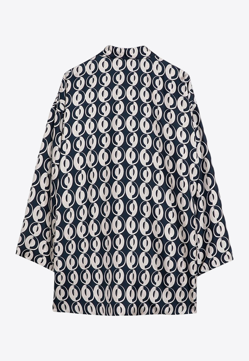 Max Mara Timeless Printed Reversible Long-Sleeved Silk Shirt Blue TIMESHIRTVI/P_MAXT-004