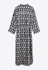 Max Mara Timeless Patterned Silk Midi Dress Blue TIMESILKSI/P_MAXT-004