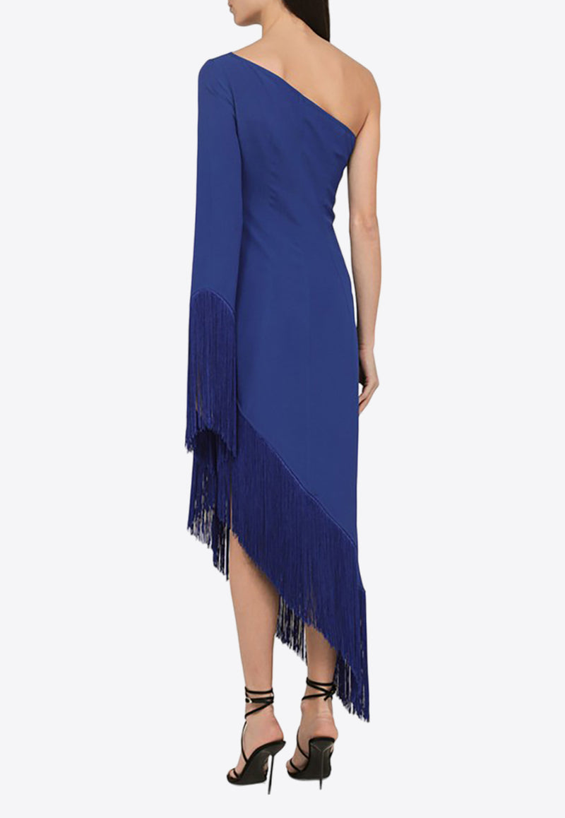 Taller Marmo Asymmetrical Fringed One-Shoulder Dress TMPS2440PL/O_TALLE-652