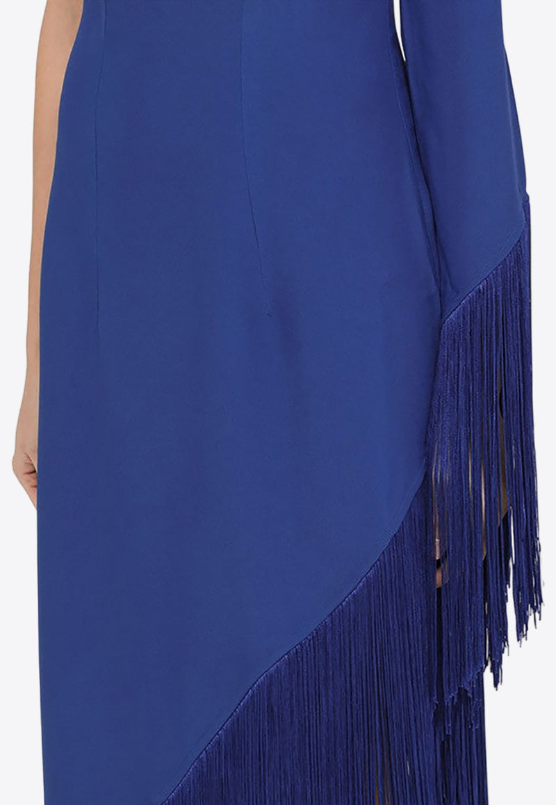 Taller Marmo Asymmetrical Fringed One-Shoulder Dress TMPS2440PL/O_TALLE-652