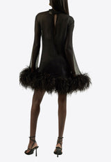 Taller Marmo Gina Spirito Feather-Trimmed Mini Dress Black TM_CORE13_133BLACK