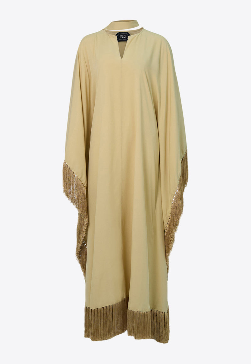 Taller Marmo Hammamet Maxi Fringed Kaftan Dress Beige TM_RA2509_104BEIGE