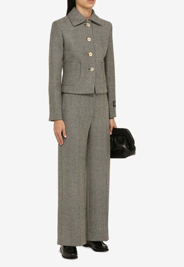 Patou Herringbone Straight-Leg Pants Gray TR0020149WO/N_PATOU-963A