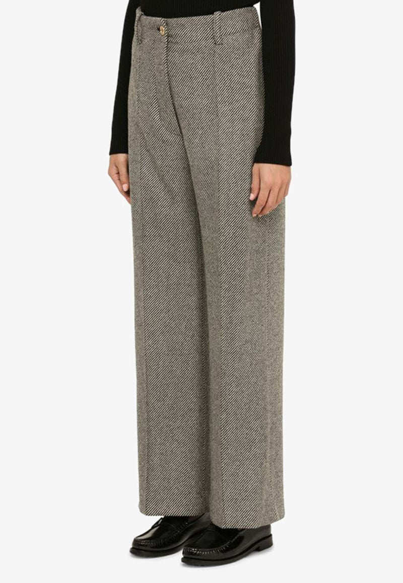 Patou Herringbone Straight-Leg Pants Gray TR0020149WO/N_PATOU-963A