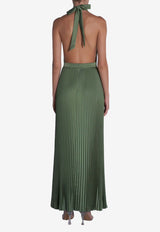 L
IDEE Triumph Halterneck Plisse Gown Green TRIUMPHGOWN MOSSGREEN