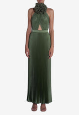 L
IDEE Triumph Halterneck Plisse Gown Green TRIUMPHGOWN MOSSGREEN