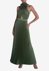 L
IDEE Triumph Halterneck Plisse Gown Green TRIUMPHGOWN MOSSGREEN