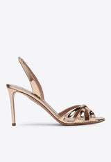 Aquazzura Tati 85 Metallic Leather Crossover Sandals Rose Gold TTIMIDS0SSY/Q_AQUA-ROG