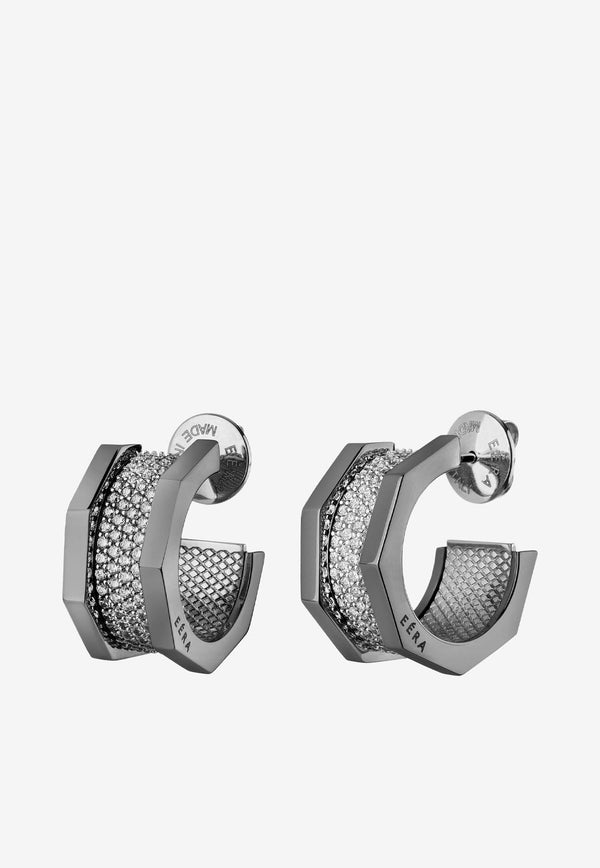 EÉRA Tubo Diamond Paved Earrings in 18-karat White Gold Silver TUERFP03U1