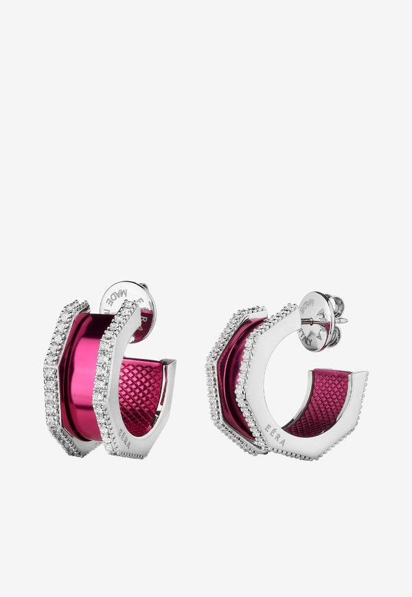 EÉRA Tubo 18-karat White Gold Earrings with Diamonds Pink TUERME14U1