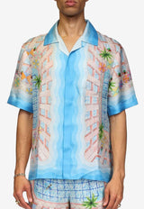 Casablanca Le Plongeon Silk Shirt U-MPF24-SH-003-03BLUE