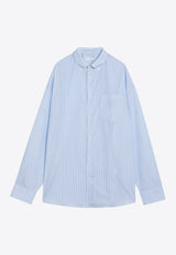 Prada Long-Sleeved Logo Striped Shirt Light Blue UCN593OOO16F0/Q_PRADA-F0K2U