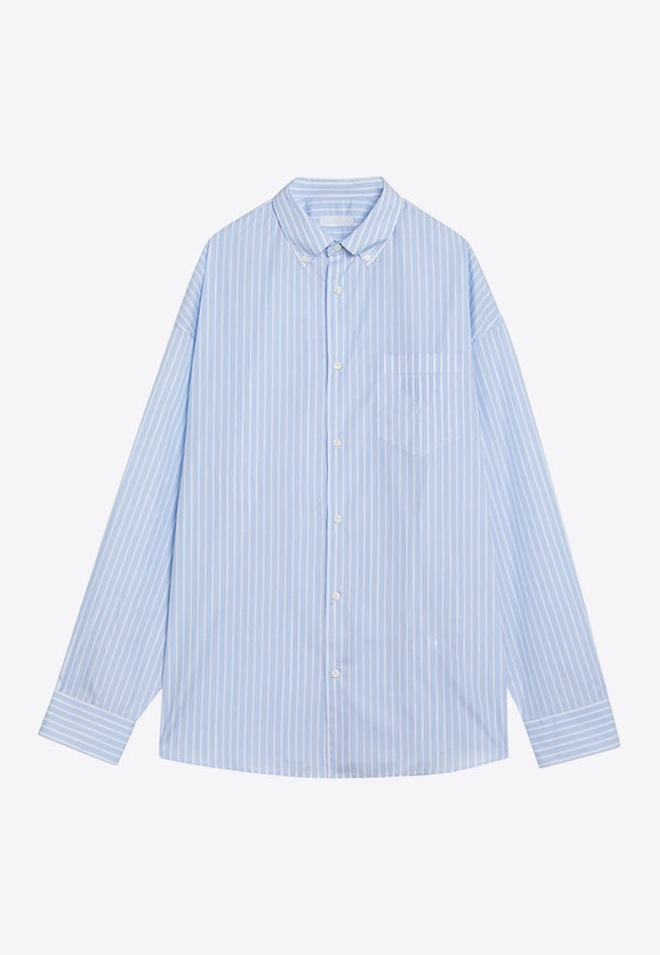 Prada Long-Sleeved Logo Striped Shirt Light Blue UCN593OOO16F0/Q_PRADA-F0K2U