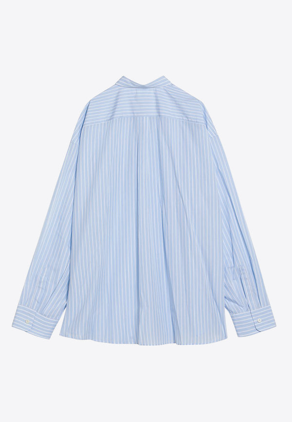 Prada Long-Sleeved Logo Striped Shirt Light Blue UCN593OOO16F0/Q_PRADA-F0K2U