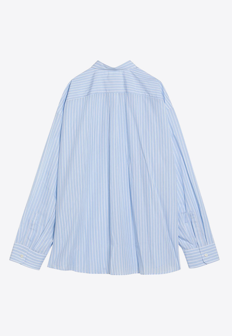 Prada Long-Sleeved Logo Striped Shirt Light Blue UCN593OOO16F0/Q_PRADA-F0K2U