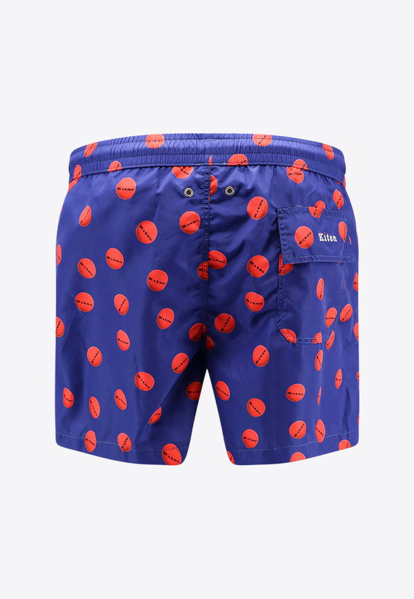 Kiton Ciro Paone Polka Dots Printed Swim Shorts Blue UCOM2CK0749F_08