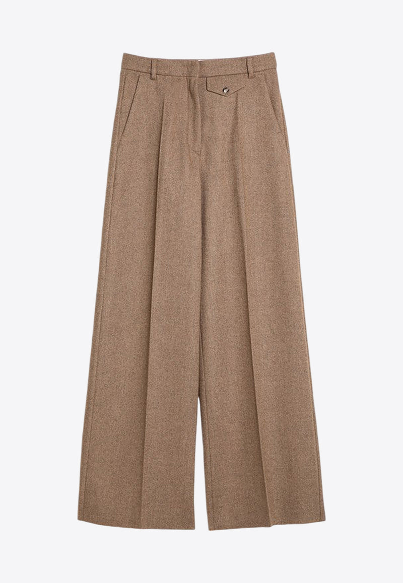 Sportmax Udente Wool Tweed Wide-Leg Pants Biscuit UDENTEWO/P_SPORM-001