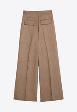 Sportmax Udente Wool Tweed Wide-Leg Pants Biscuit UDENTEWO/P_SPORM-001