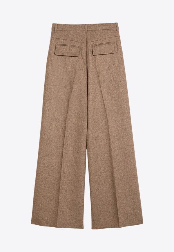 Sportmax Udente Wool Tweed Wide-Leg Pants Biscuit UDENTEWO/P_SPORM-001