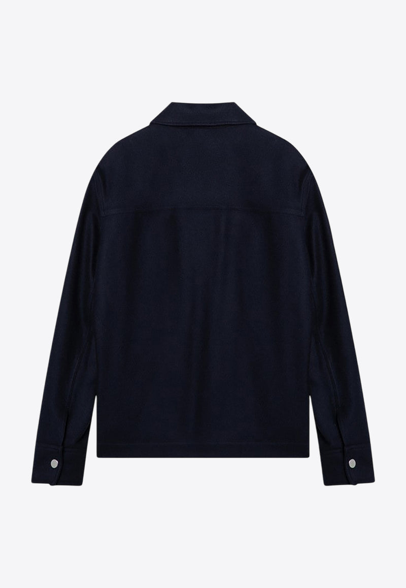 AMI PARIS Virgin Wool Long-Sleeved Shirt Blue UJK262WV0018/P_AMI-4011