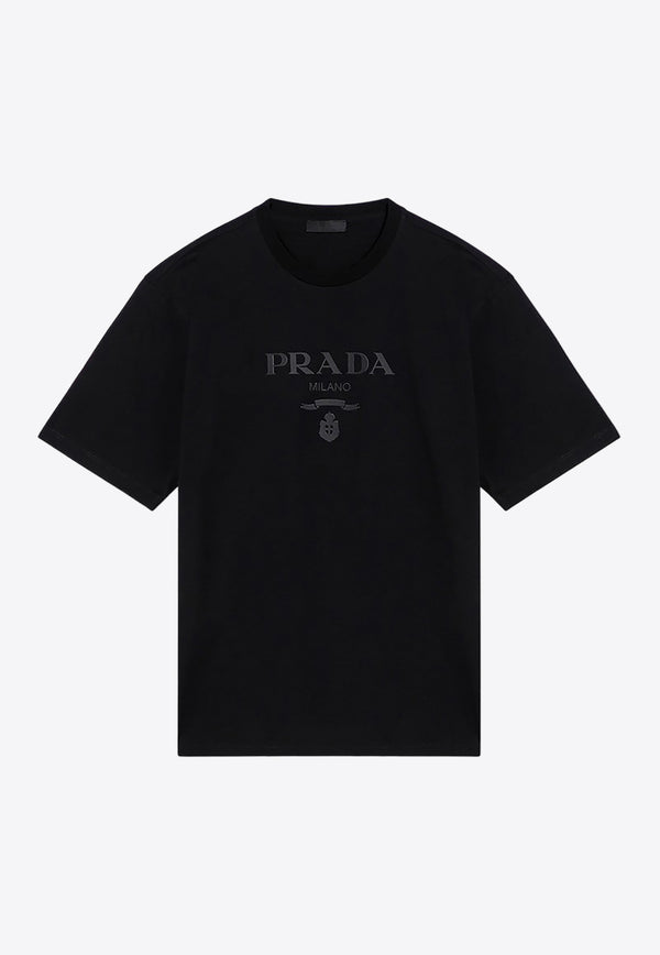 Prada Logo Print Crewneck T-shirt Black UJN8151052/P_PRADA-F0002