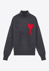 AMI PARIS Ami De Coeur Intarsia Knit Sweater Gray UKS402018/P_AMI-067