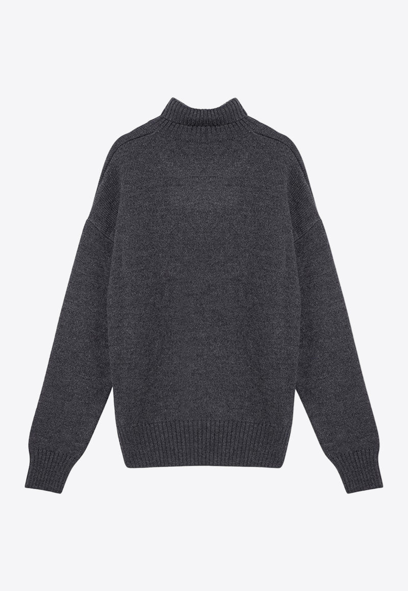 AMI PARIS Ami De Coeur Intarsia Knit Sweater Gray UKS402018/P_AMI-067