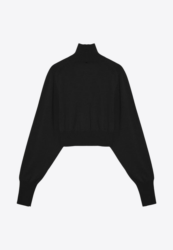 Sportmax Ululato Turtleneck Cropped Wool Sweater Black ULULATOWO/P_SPORM-005