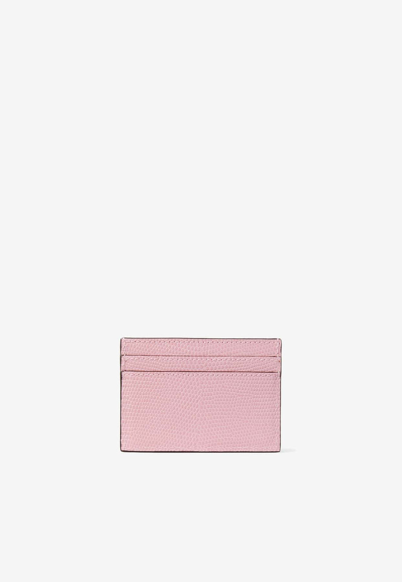 Jimmy Choo Umika Lizard Print Leather Cardholder UMIKA UTR ROSE/GOLD