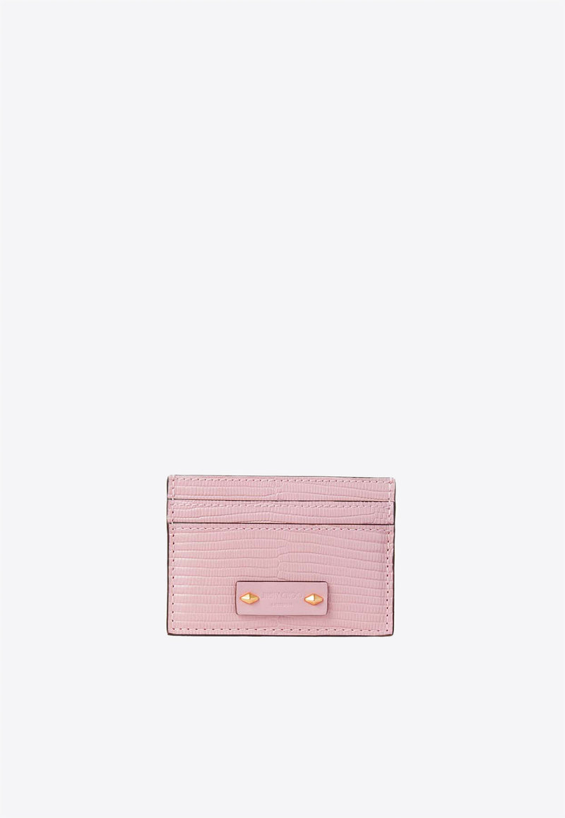 Jimmy Choo Umika Lizard Print Leather Cardholder UMIKA UTR ROSE/GOLD