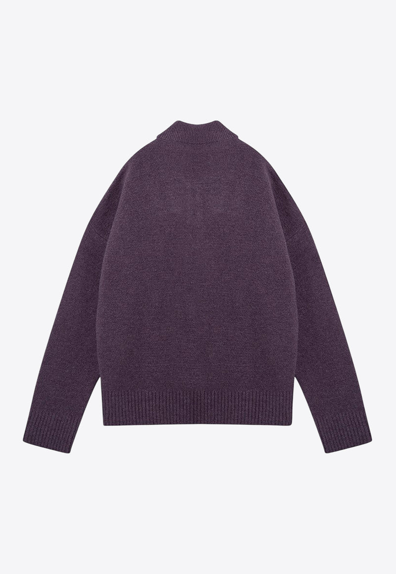 AMI PARIS Ami De Coeur Alpaca Polo Sweater Purple UPL325KN0032/P_AMI-504