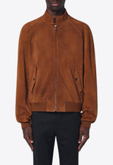 Prada Triangle Logo Suede Bomber Jacket Camel UPW524OOO158G/Q_PRADA-F098L