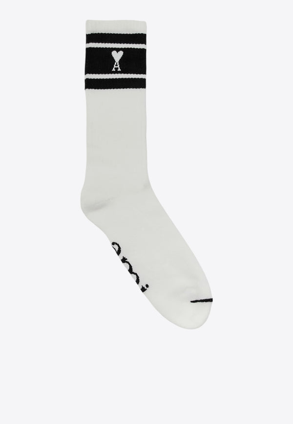 AMI PARIS Ami De Coeur Ribbed Socks White USC001AW0015/O_AMI-001