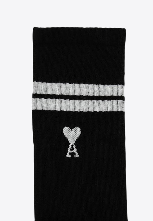 AMI PARIS Ami De Coeur Ribbed Socks Black USC011AW0015/O_AMI-001