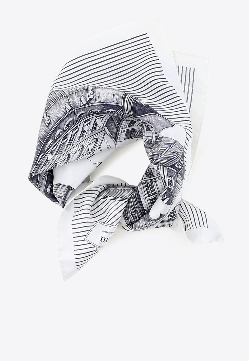 AMI PARIS Place Des Victoires Scarf in Silk USF103.AW0044WHITE MULTI