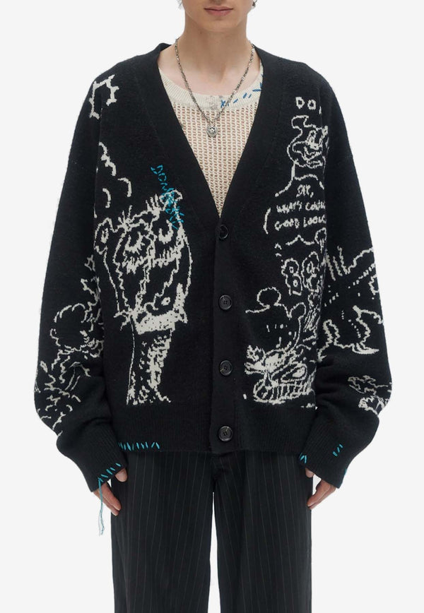 Dom Rebel Utopia Jacquard Knit Cardigan Black UTOPIACARDIGANBLACK MULTI