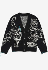 Dom Rebel Utopia Jacquard Knit Cardigan Black UTOPIACARDIGANBLACK MULTI