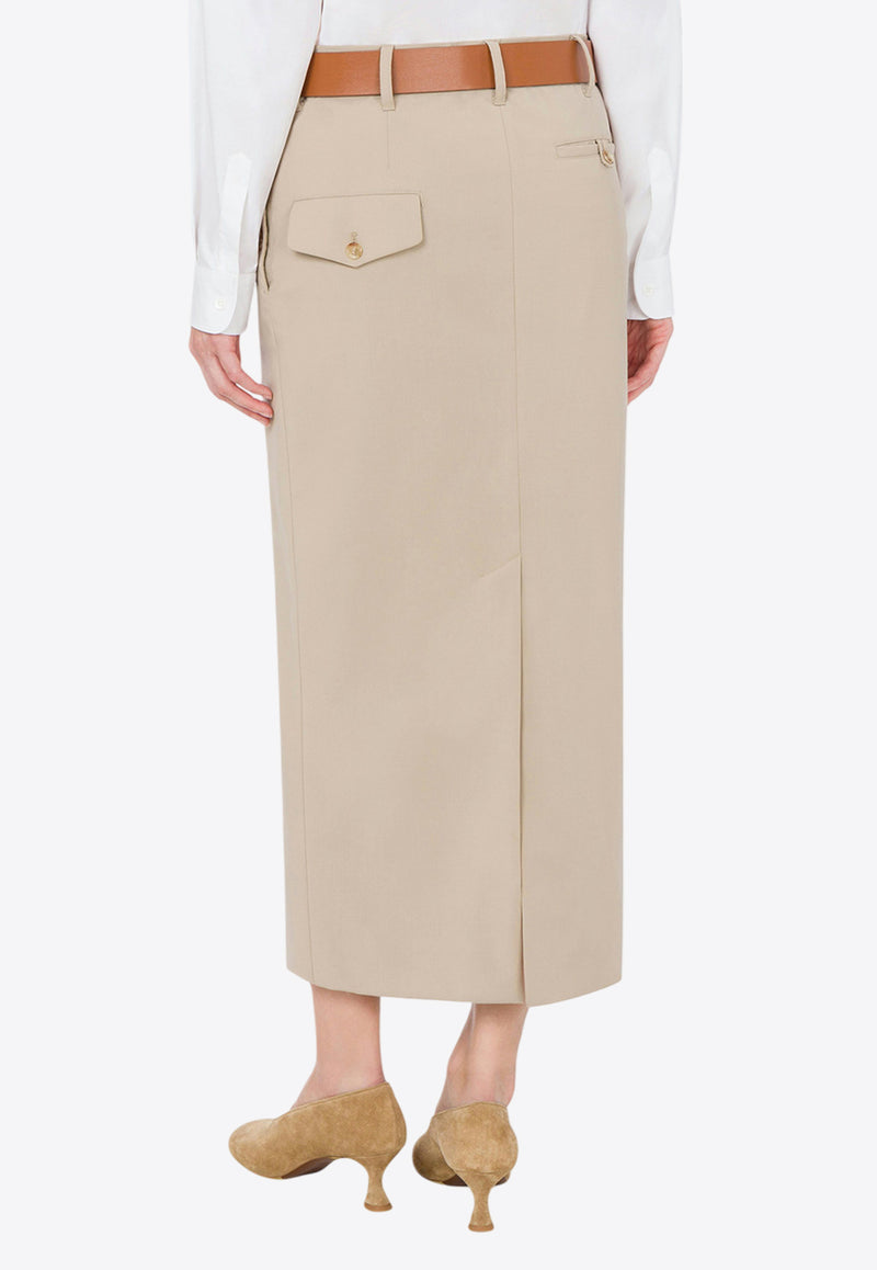 Moschino Wool Belted Skirt Beige V0104 0517 0020