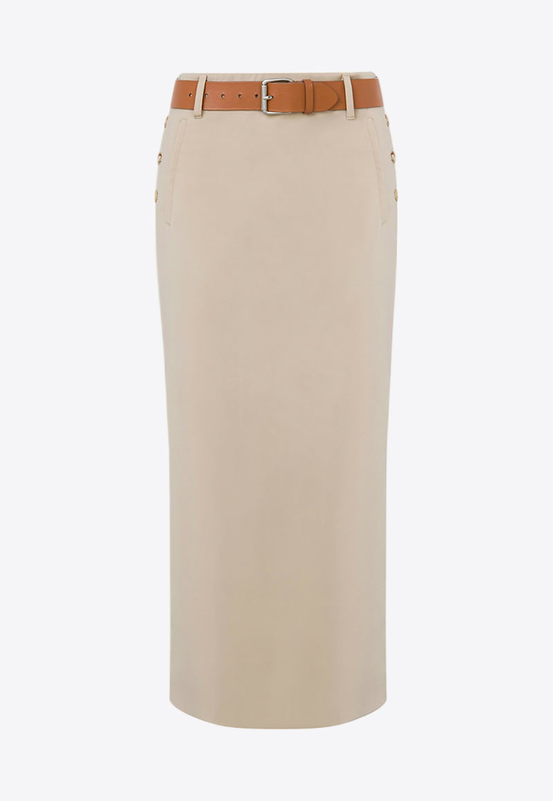 Moschino Wool Belted Skirt Beige V0104 0517 0020