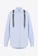 Moschino Suspenders Striped Poplin Shirt Light Blue V0202 0532 4303