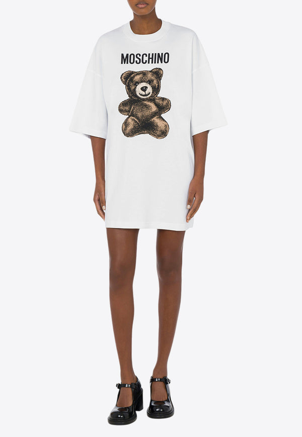 Moschino Interlock Teddy Bear Print Mini T-shirt Dress White V0435 0542 1001