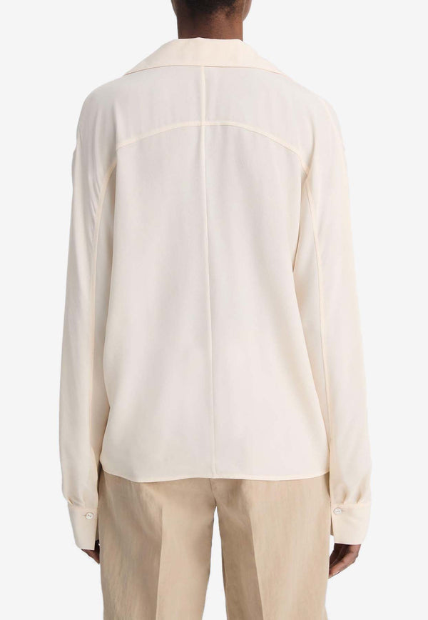 Vince Long-Sleeved Silk Crepe Shirt White V048612997SI/P_VINCE-299SHL