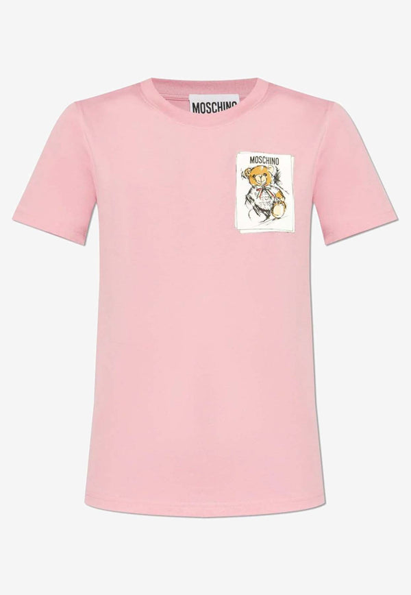 Moschino Teddy Bear Logo Short-Sleeved T-shirt V070555411181 1181 Pink