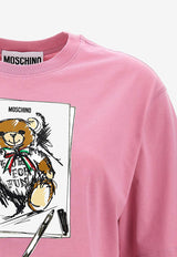 Moschino Teddy Bear Print Crop T-shirt V070755411181 1181 Pink