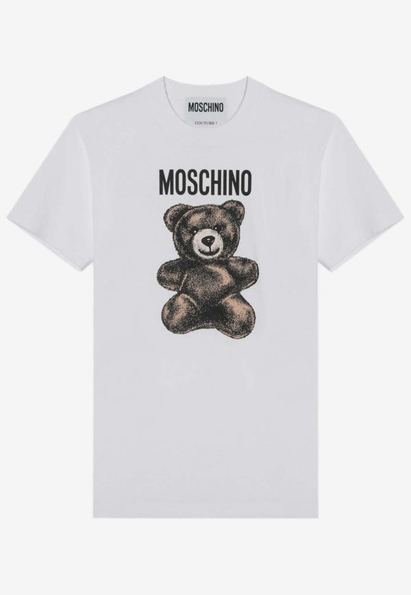 Moschino Teddy Bear Print Crewneck T-shirt V07090541/Q_MOSCH-1001